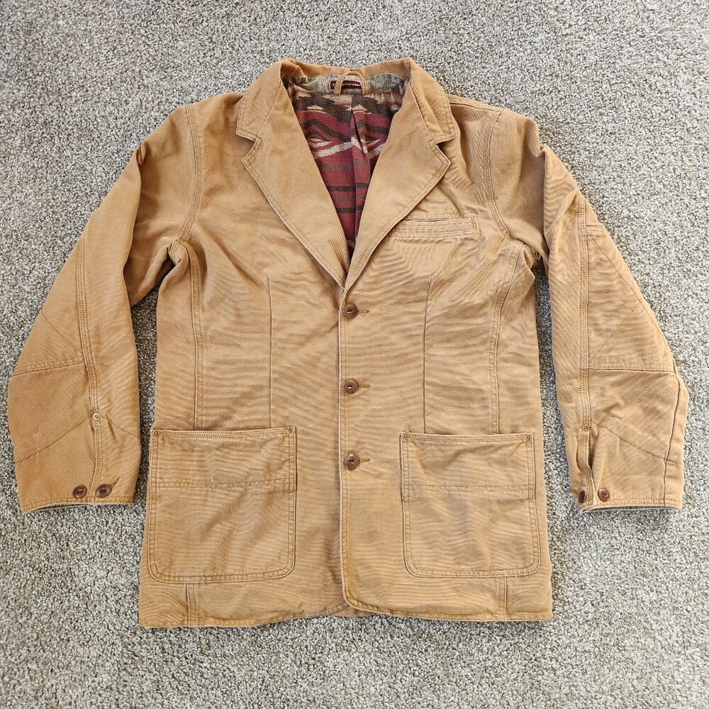 Mens The Territory Ahead 3 Button Dark Khaki Blazer Aztec Design Lining Size S